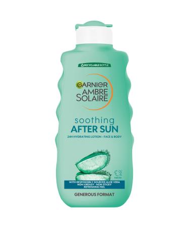 Garnier Ambre Solaire After Sun Lotion for Face & Body with Naturally Derived Aloe Vera Intensely Rehydrates Skin Instant Cooling Effect Approved by Cruelty Free International 400 ml Aloe Vera 400 ml (Pack of 1) - Buy Online on GoSupps.com
