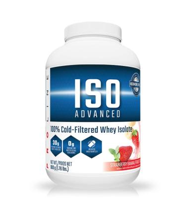 Pro Line Iso Advanced Whey Protein Isolate | 30 Grams Microfiltered Whey Isolate Protein | Sugar Free Low Fat Low Lactose Soy Free Whey Protein Powder (1.76LB Strawberry Banana) Strawberry Banana 1.76LB