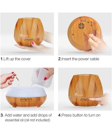 Diffuserlove 550ml Aroma Diffuser Humidifier with Remote Control | 7-Color LED & Auto Shutoff | Perfect for Spa Massage & Yoga - Buy Online on GoSupps.com