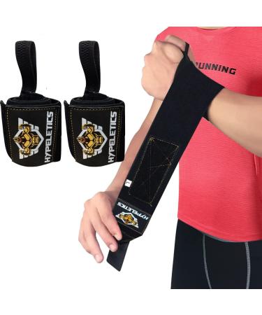 HYPELETICS Wrist Wraps for Weightlifting - Wrist Support for Workouts (Competition Grade) - 18 Inch Weight Lifting Wrist Wrap - Wrist Wraps for Workout, Wrist Pain, Wrist Brace Black