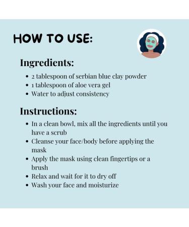 Meesha Serbian Blue Clay Powder | 100% Natural Cambrian Clay for Face Masks Body Wraps Hair Treatment | 3.5 oz (100g) | Ideal for Soap Making Body Scrubs Bath Bombs | Soothing & Cleansing - Buy Online on GoSupps.com