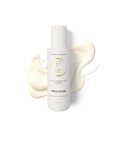 Finally All Natural Dual Action Face Wash & Toner, Cucumber Kaolin Clay, Natural Cleanser with Bakuchiol, 5 FL OZ, for All Skin Types. Face Wash for Women & Men