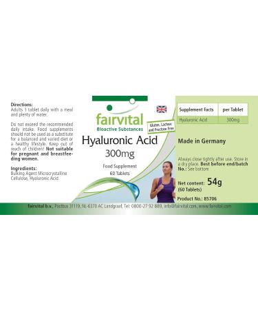 Fairvital | Hyaluronic acid - for 2 months - VEGAN - Highly dosed - 60 tablets - Buy Online on GoSupps.com