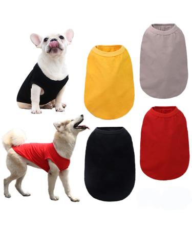 TVmall dog t-shirts pet empty clothing summer cotton vest dog hirts breathable base clothing plain dog sports shirts for medium-sized and big young girls dogs 4 pieces 4xl
