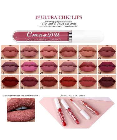 18PCS Dark Red Matte Liquid Lipstick Set - Long Lasting & Waterproof Lip Gloss Gift Set for Women - Buy Online on GoSupps.com