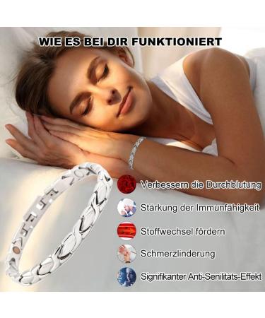 Shop Haqi Women's Magnetic Therapy Bracelet - Titanium Magnetic Jewelry X-Shaped Connection Silver 7.2 Inch - Powerful 5-Element Design for Enhanced Wellbeing - Buy Online on GoSupps.com