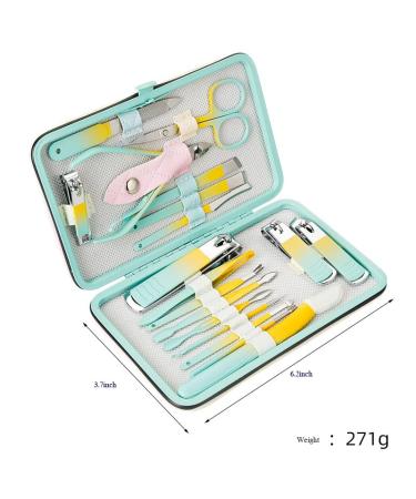 HOYUJI 18-Piece Nail Set Manicure Pliers Fashion Beauty Tools Kit - Professional Care Set for Men and Women - Lime Color - Best Gift Idea for Friends - Buy Online on GoSupps.com