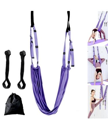 Wavata aerial yoga hammock yoga swing trapezoidal show set yoga swing nylon anti-gewalk hammock loop in version for yoga ballet pilates gymnastics flexibility training (purple)
