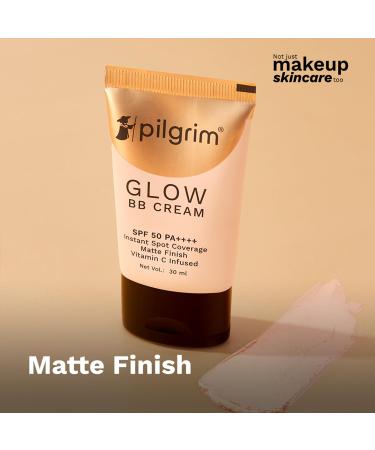 Pilgrim Honey Glow BB Cream SPF 50 PA++++ with Vitamin C | Medium Skin Tone | Lightweight Matte Finish Makeup with Sheer Coverage & Smooth Look | 1.01 Fl Oz (30ml) - Buy Online on GoSupps.com