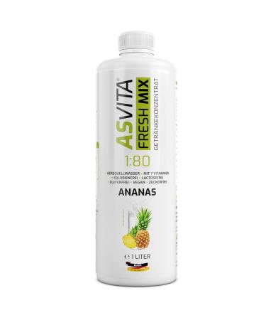 Asvita Beverage Concentrate Fresh Mix 1:80 - 1L Bottle with Dosing Pump | Sugar-Free Drink Syrup in 26 Delicious Flavors (Pineapple) - International Shipping Available - Buy Online on GoSupps.com