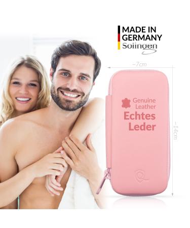Marqus 7-Piece Manicure Set for Men & Women - Solingen Quality Patented Glass Files Real Leather Etui - Soft & Handy - Pink - Buy Online on GoSupps.com
