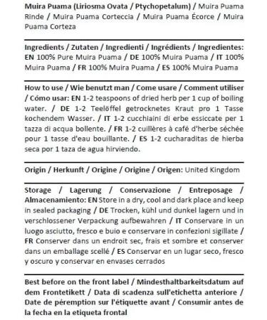 Health Embassy Muira Puama Tea | Ptychopetalum Olacoides | Muira Puama corce Tisane 50g - Buy Online on GoSupps.com