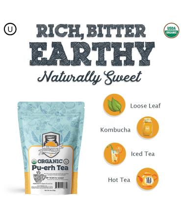 Organic Loose-Leaf Pu-Erh Tea for Kombucha & Hot/Iced Tea - Fermentaholics | USDA Certified, OU Kosher | Premium Taste, Aroma, Flavor - Buy Online on GoSupps.com