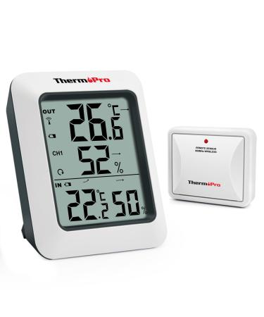 ThermoPro TP60C radio thermo-hygrometer thermometer hygrometer climate monitor radio weather station with radio external sensor range up to 150m 60m range - Buy Online on GoSupps.com