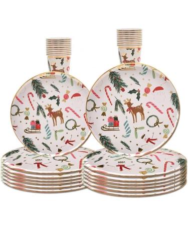 Christmas Party Tableware Set 10 Set Christmas Paper Plates and Cups Set Santa Claus Tableware Christmas Theme Party Decor - Buy Online on GoSupps.com