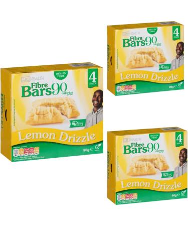 Fibre Bars - Flavour Lemon Drizzle - 90 Calories Per - High In Fibre Snack - 3 x 4 Pack - Buy Online on GoSupps.com