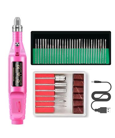Comphic Electric Nail Drill Nail Drill Machine Nail File E File Drill Set Kit for Acrylic Nails Gel Nail Glazing Drill Pink