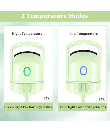 Heated Eyelash Curler Electric Heated Eyelash Curler Clip Rechargeable Heating Eyelash Curler USB-C with Comb 2 Modes and Silicone Heated Sensing Pads (Green) - Buy Online on GoSupps.com