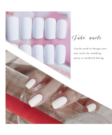 Shop Sethain Matte Square Press-On Nail Tips - 24 Complete White Nail Set for Women & Girls | International Shipping Available - Buy Online on GoSupps.com
