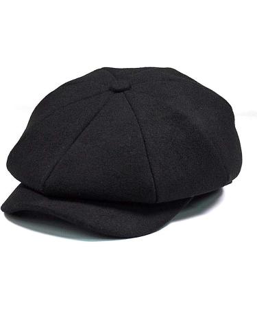 Men's Wool Blend Vintage Newsboy Gatsby Hat in Black - Boyfriend Gift - Sizes M/L/XL - Buy Online on GoSupps.com