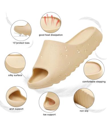 Platform Pillow Slippers for Women and Men - Anti-Slip Lightweight Spa Sandals in Khaki - Buy Online on GoSupps.com