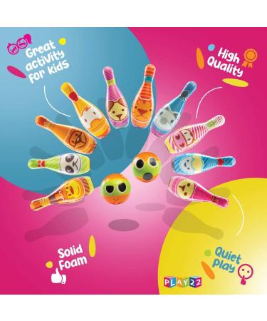 Play22 Kids Bowling Set - Colorful 12 Piece Toy Bowling Set with Carrying Bag - Sturdy Soft Foam - Includes 10 Pins and 2 Balls - Childrens Toddler Bowling Set - Buy Online on GoSupps.com
