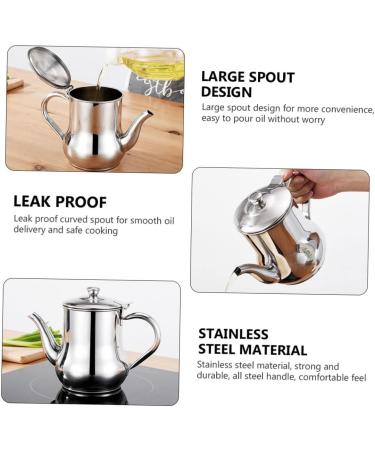 Milisten 1pc Stainless Steel Oil Pot Stainless Steel Cooking Supplies Vinegar Bottle Soy Sauce Bottle Household Leak Proof Soy Sauce Dispenser Leakage Proof Frying Grease Olive Oil Bottle - Buy Online on GoSupps.com