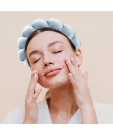 WEESMILE Velvet Spa Headband for Women - Makeup & Skincare - Bubble Headband (Blue) - Buy Online on GoSupps.com