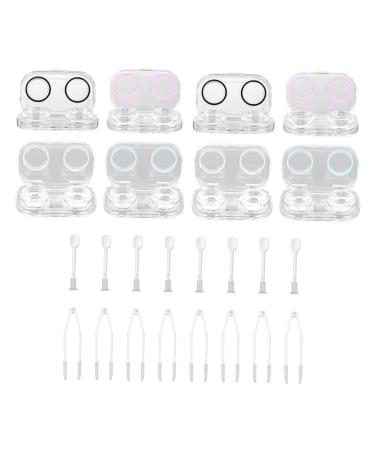 Wofashpuret 1 sentence 8st glasses case contact lens container for contact lenses clear container case portable holder for eye care sets eye lens container invisible suite apron