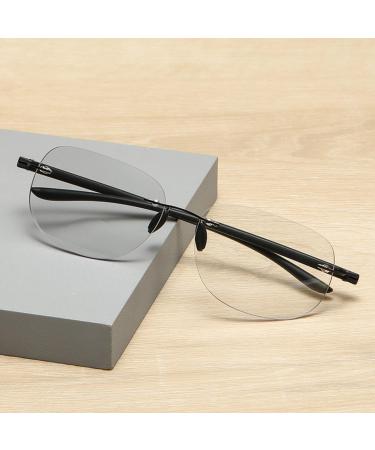 Stylish Rimless Blue Light Blocking Reading Glasses For Men Photochromic Sunglasses Anti Glare Computer Readers(Grandeur:1.0x) - Buy Online on GoSupps.com