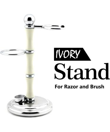 Haryali London Stainless Steel Razor Stand | Sustainable 2-in-1 Brush and Razor Holder | Ivory Resin Finish | Non-Rustic Shaving Stand for Zero Waste Lifestyle - Buy Online on GoSupps.com
