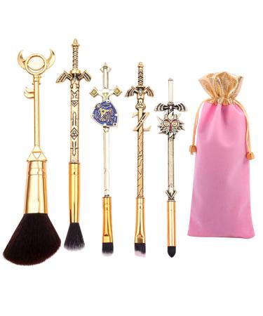 Yuanqu 5pcs the Legend of Zelda Make-Up Brush Set Ocarina of Time A link to the past and four sword handle makeup brushes Game Series MakeUp brush set
