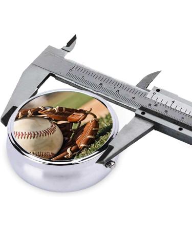 Baseball Printed Mini Round Pill Box | 3 Compartment Portable Pill Organizer for Travel & Everyday Use - Buy Online on GoSupps.com
