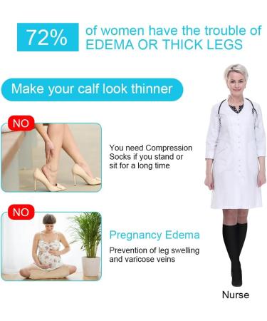 Acwoo Compression Stockings for Men & Women - Medical Knee Socks (L/XL) - 2 Pairs Black & Beige - Thrombosis Support - Buy Online on GoSupps.com