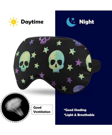 Neon Skulls Starry Night Sleep Mask - Adjustable Eye Cover for Men & Women - Blocks Light for Night Travel & Nap - Buy Online on GoSupps.com