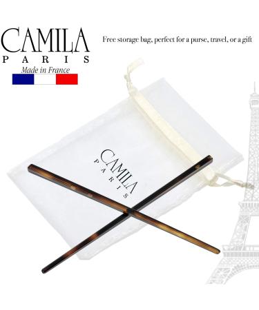 Camila Paris AD28/2 French Twist Stick Hair Pin Set - Set of 2 Tortoise Shell Hair Pins - Made in France - Buy Online on GoSupps.com