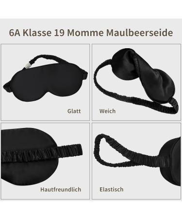 Yunchi 100% Silk Sleeping Mask | Luxurious 19 Momme Mulberry Blindfold for Men & Women | Comfortable Bio Satin Eye Mask for Restful Sleep (Black) - Buy Online on GoSupps.com