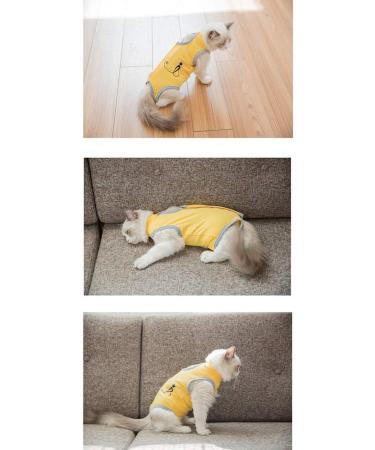 Pet Cat Recovery Suit Abdominal Wounds or Skin Diseases Costume Suit Surgical Clothes for After Surgery Wear (M:Yellow) M-Back length:10.6in Yellow - Buy Online on GoSupps.com