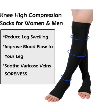 QKURT Medical Compression Socks - Knee-High Open Toe 15-20 mmHg for Men & Women - L-XL | Best Sports Health Socks & International Shipping - Buy Online on GoSupps.com