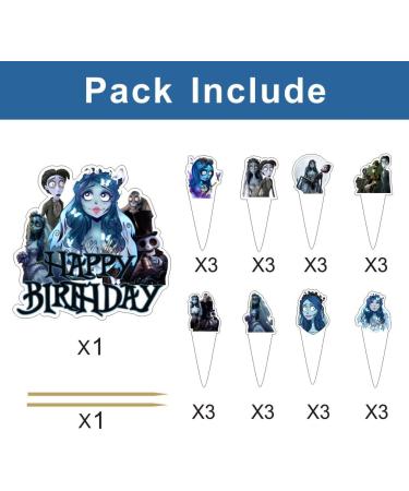 25pcs Corpse Bride Cake Decorations with 1pcs Cake Topper 24pcs Cupcake Toppers for Corpse Bride Birthday Party Supplies - Buy Online on GoSupps.com