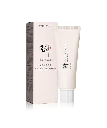 RELIEF SUN Organic Korean sunscreen SPF50+ PA++++ Riceand Probiotics | Korean Skin Care Solution for All Skin TypesNourishing Skin Protection and UV Def