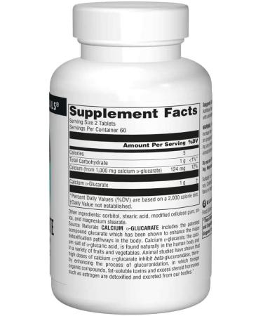 Source Naturals Calcium D-Glucarate 500 mg - 120 Tablets | Natural Detox & Hormone Support - Buy Online on GoSupps.com