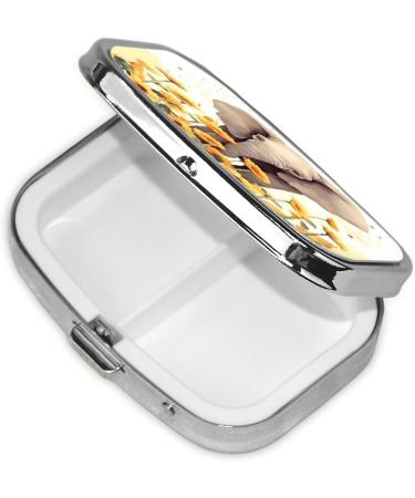Elephant and Sunflower Small Pill Case - Cute 2 Compartment Travel Pill Box Organizer for Purse | Ideal Travel Gifts - Buy Online on GoSupps.com