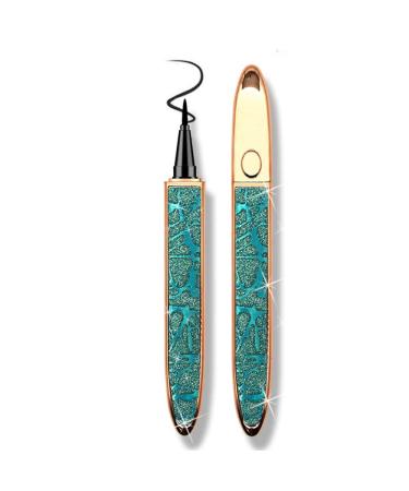 Eyelash Glue Pen Magic Self-adhesive Eyeliner Glue Lash Pen Upgraded 2 in 1 Eye Liner Pen Diamond Bling Glitter Liquid Eyeliner No Glue No Magnetic Blue