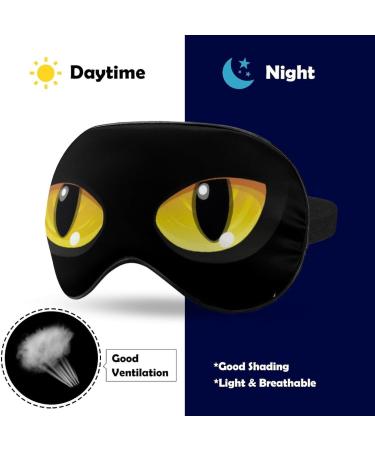 LynaRei Horrific Black Cat Sleep Mask - Glowing Eyes for Halloween - Elastic Blackout Blindfold for Full Night's Sleep and Travel - Buy Online on GoSupps.com