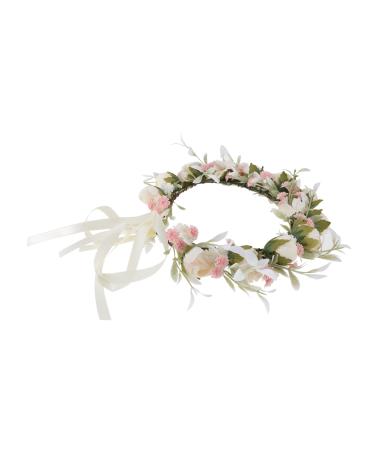 Holibanna Wreath Flower Hair Band Photo Props Headpiece for Women Retro Leaves Women Floral Boho Wedding Decor Garland Wedding Headdress Headband Fabric Travel European and American White One Size White