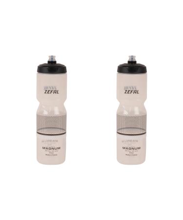 Zefal Magnum Pack-2 Large Capacity Bike Bottles Reusable BPA-Free-Soft Water Bottle With Screw Lid-Made in France-Black (Translucent) 975 ml set from 2