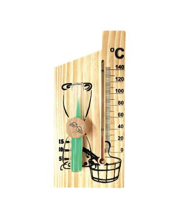 For creative design thermometer wooden thermometer thermometer thermometer measuring range 0-140 Sauna measuring instrument hourglass Set hourglass hourglass decoration for sauna room