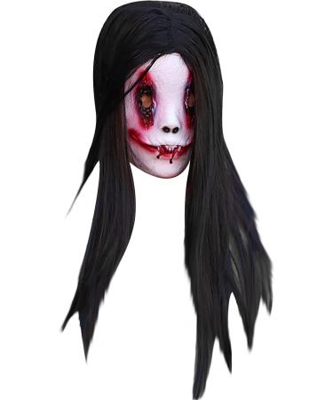 Long Hair Ghost Horror Devil Mask Halloween Mask Scary Challenge Games Evil Costume Halloween Cosplay Party Decoration Props - Buy Online on GoSupps.com