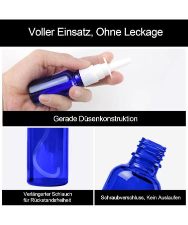 Furuising 6-Pack 30ml Glass Nasal Spray Bottles - Reusable Blue Empty Spray Bottle Set with Labels Nozzles & Funnel for Perfume Essential Oils & Saline Solution - Buy Online on GoSupps.com